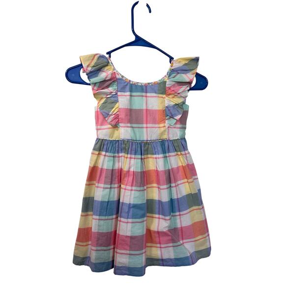 NWT Tommy Bahama Kids Girls Pastel Plaid Ruffle Sleeveless Dress Multicolor SZ 5 - Picture 1 of 12